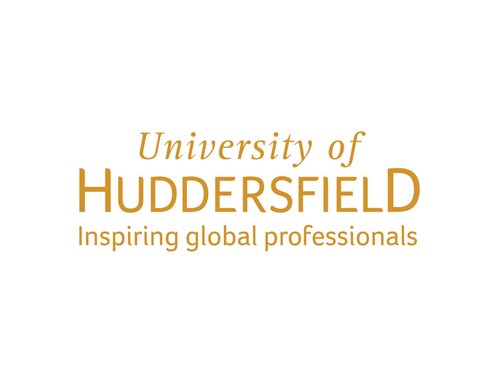 University of Huddersfield logo in gold text on a light background, with the tagline “Inspiring global professionals” displayed beneath.